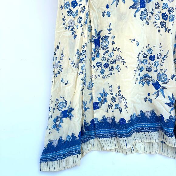 Natalie Martin Isobel Maxi Dress Posey Blue Slits Rayon Small Boho Cream - Picture 7 of 11